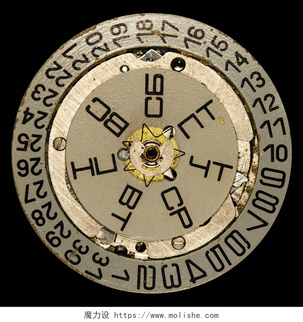 黑色背景上的数字机械手表旧时钟机械手表的混合，高分辨率和细节